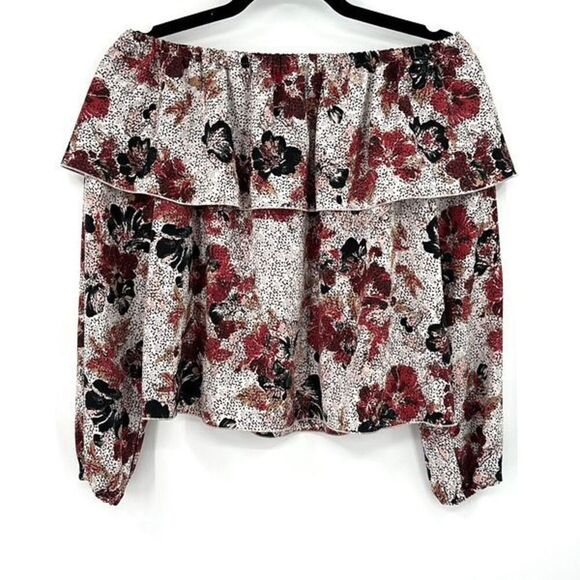 Wilfred Womens Multicolor Floral Morel Long Sleeve Off The Shoulder Blouse XS - Picture 2 of 8